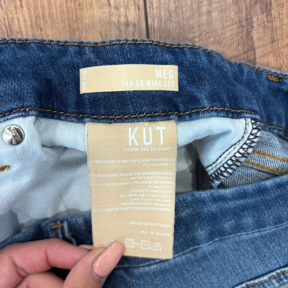 Kut from the Kloth Wide-Leg High-Rise Meg Fab Ab Jeans Raw Hem Women's Plus 22W - Picture 5 of 10